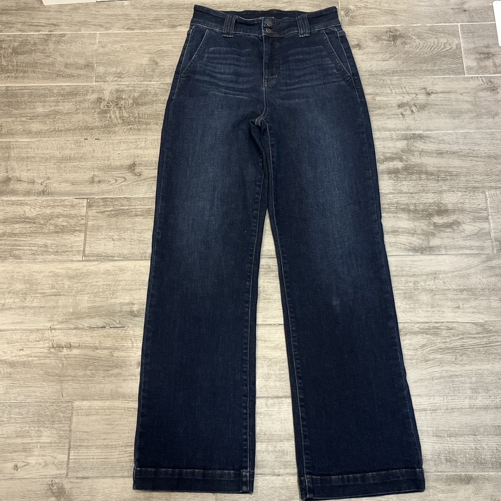 Judy Blue Wide Leg Jeans Women's Size 7/28 Blue High Rise Dark Wash Denim